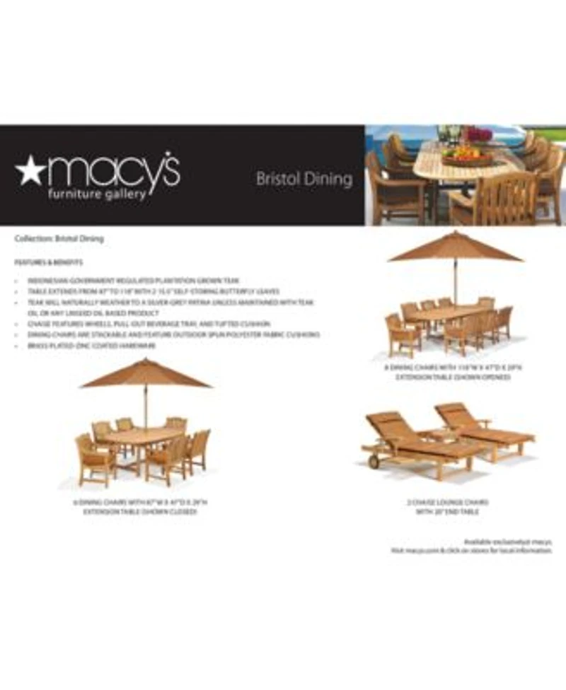 Bristol Teak Outdoor Dining Collection Created For Macys Created For Macys