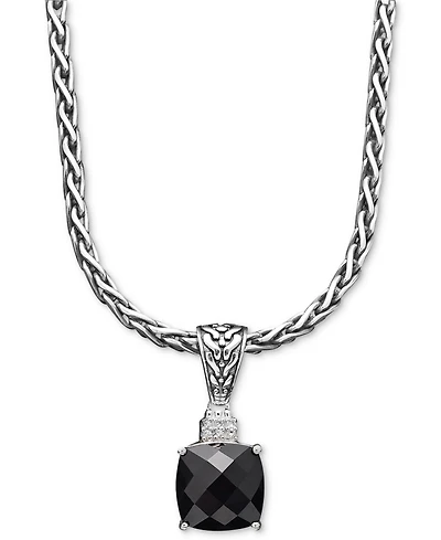 Effy Onyx (5-1/5 ct. t.w.) and Diamond Accent Pendant in Sterling Silver