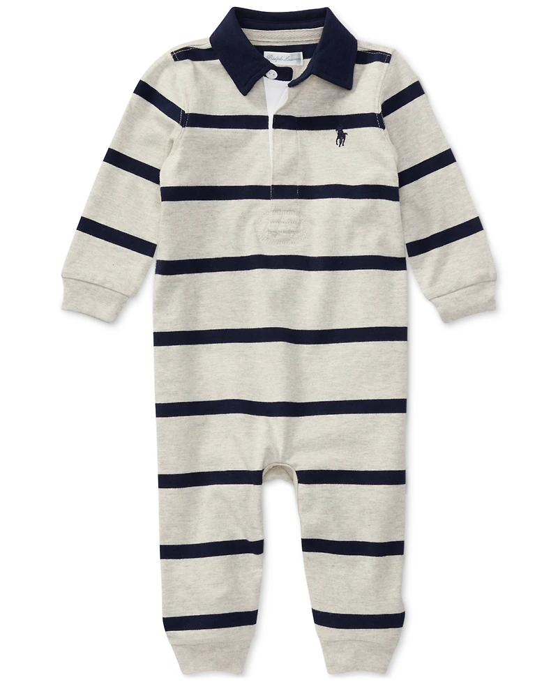 Polo Ralph Lauren Baby Boys Striped Rugby Cotton Coverall