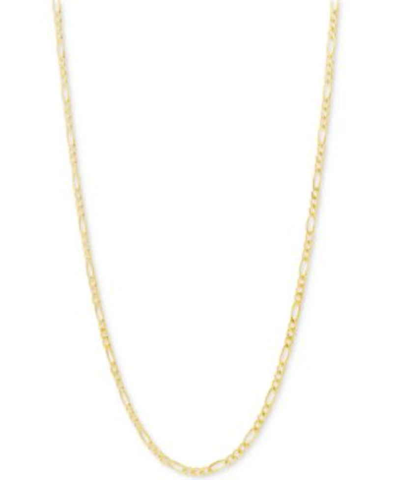 Italian Gold Figaro Link Chain Necklace Collection In 10k Gold