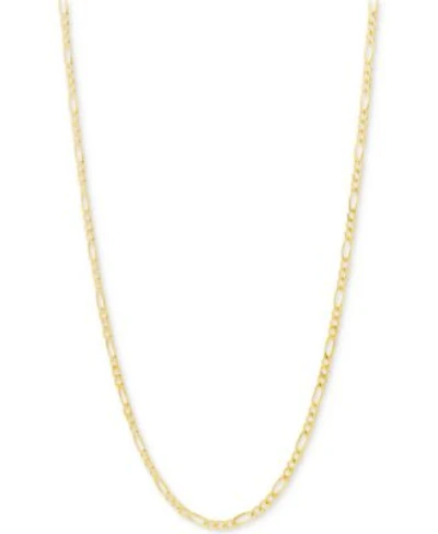 Italian Gold Figaro Link Chain Necklace Collection In 10k Gold