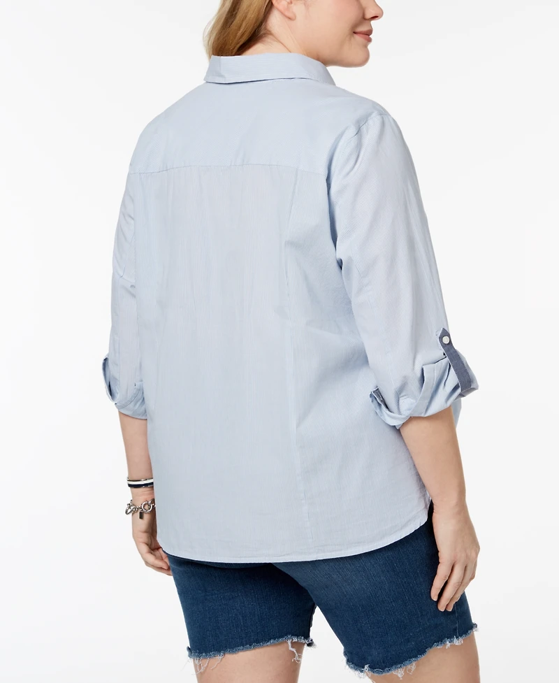 Tommy Hilfiger Plus Cotton Utility Shirt, Created for Macy's