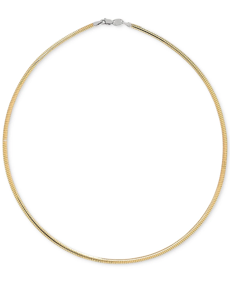 Lightweight 17" Reversible Omega 14k Gold over Sterling Silver and Sterling Silver Necklace