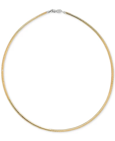 Lightweight 17" Reversible Omega 14k Gold over Sterling Silver and Sterling Silver Necklace