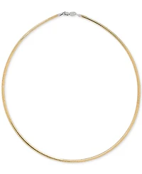 Lightweight 17" Reversible Omega 14k Gold over Sterling Silver and Sterling Silver Necklace