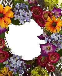 Nearly Natural 24" Spring Garden Wreath with Twig Base