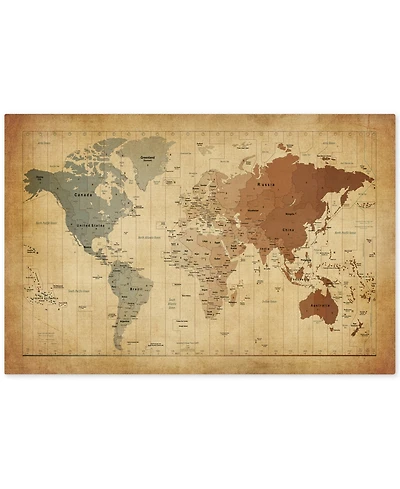 Michael Tompsett 'Time Zones Map of the World' Canvas Art