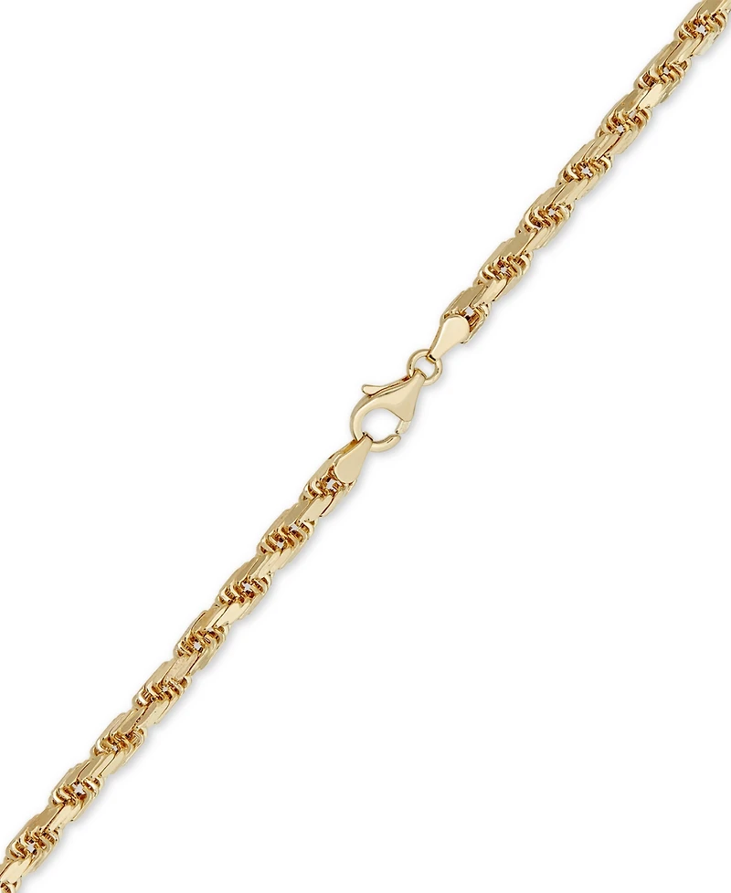 Italian Gold Diamond Cut Rope 22" Chain Necklace (4mm) in 14k Gold, Made in Italy