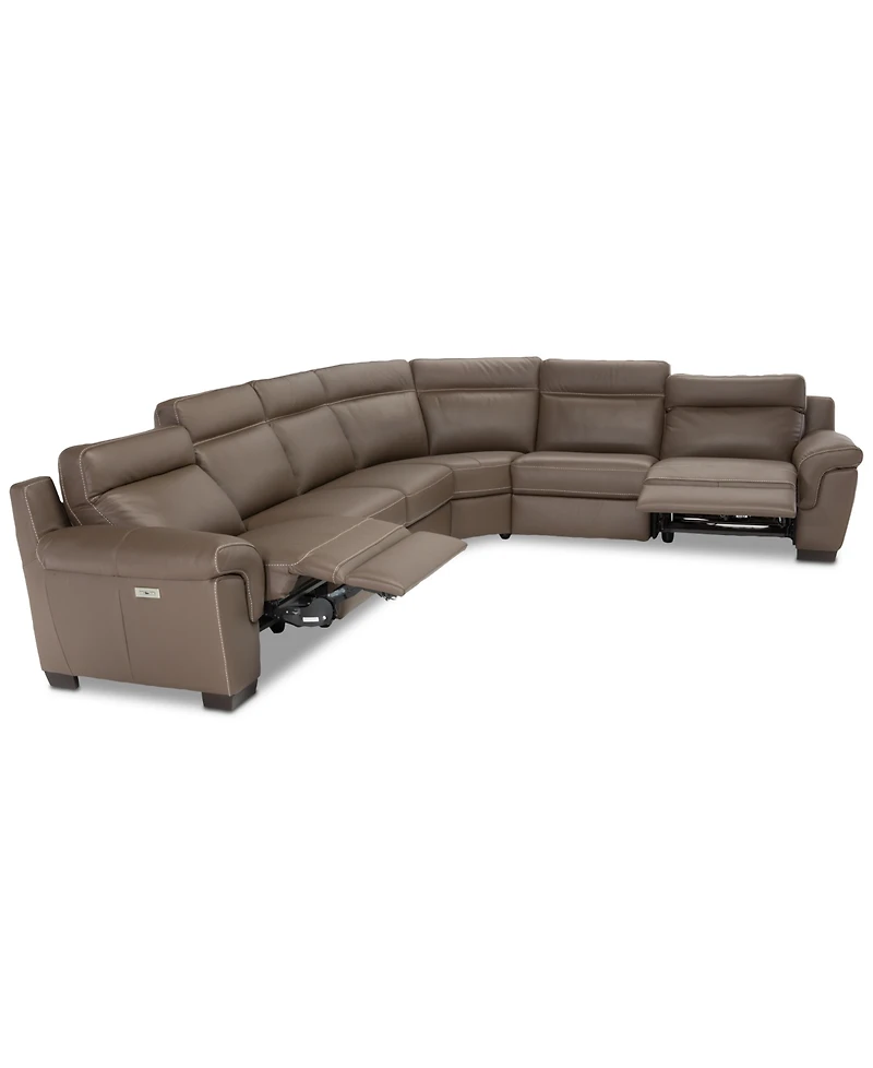 Closeout! Julius 150" Ii 6-Pc. Leather Sectional Sofa With 2 Power Recliners, Power Headrests & Usb Power Outlet, Created for Macy's