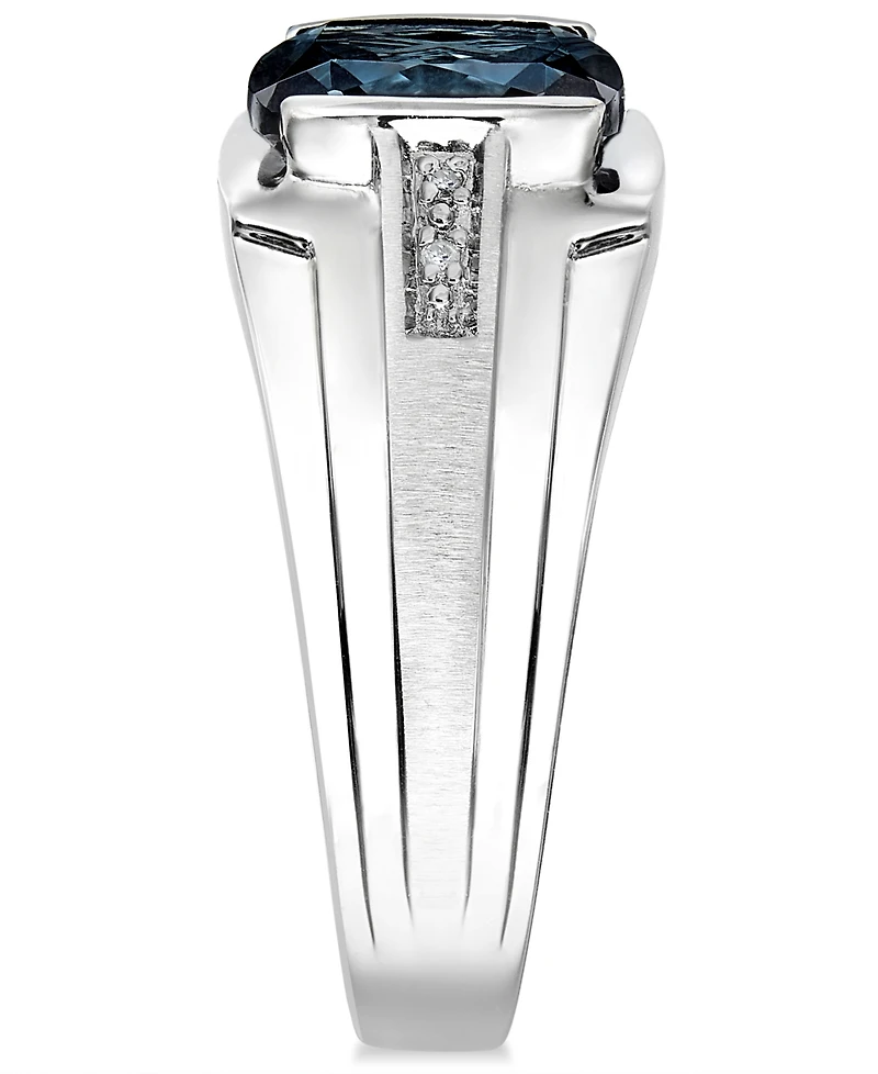 Men's Blue Topaz (5 ct. t.w.) and Diamond Accent Ring in Sterling Silver