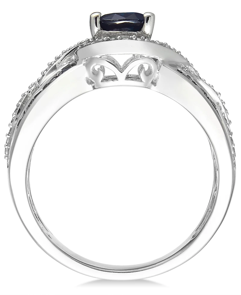 Sapphire (2-3/4 ct. t.w.) and Diamond (1/3 ct. t.w.) Ring in 14k White Gold