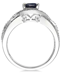 Sapphire (2-3/4 ct. t.w.) and Diamond (1/3 ct. t.w.) Ring in 14k White Gold