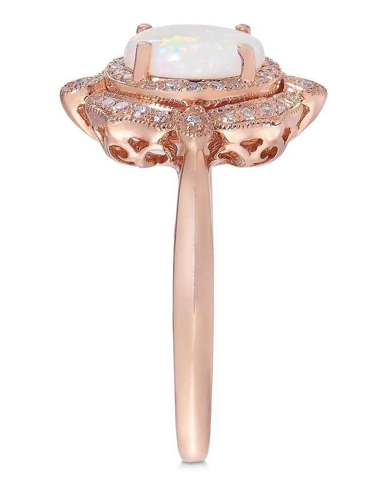 Effy Opal (5/8 ct. t.w.) and Diamond (1/6 Oval Ring 14k Rose Gold