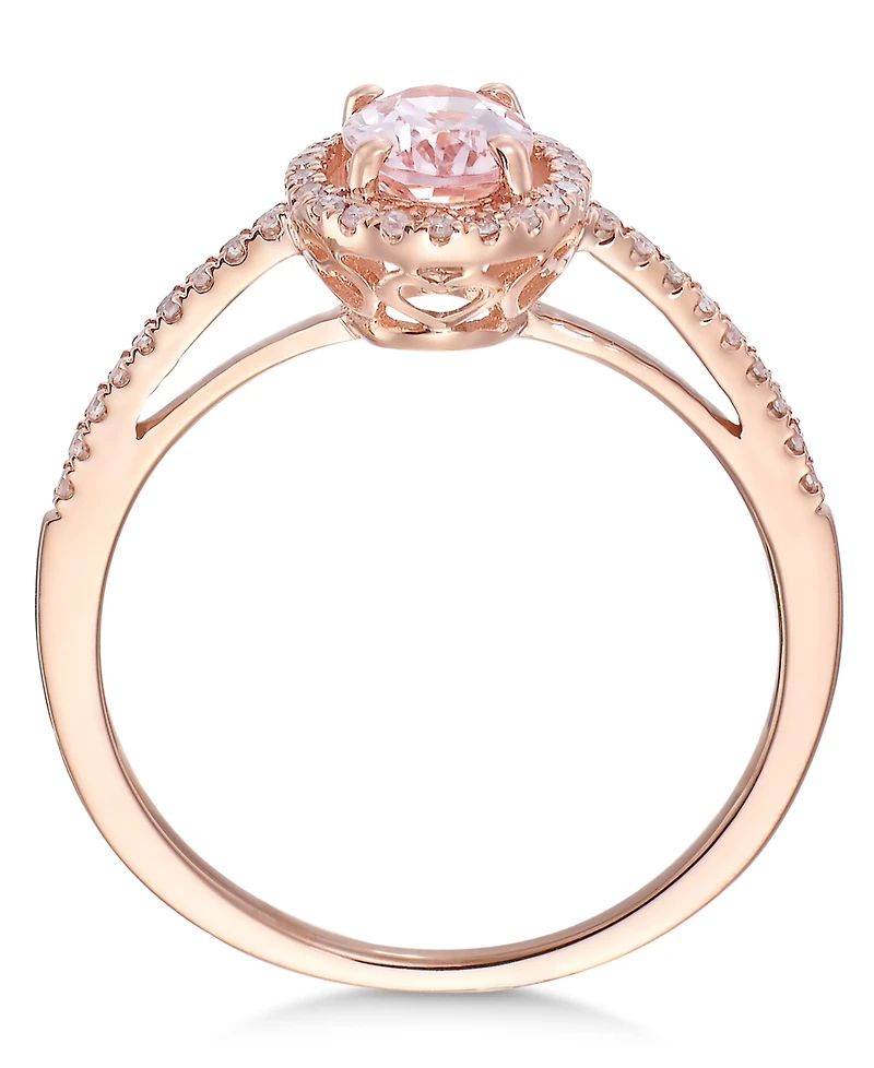 Morganite (5/8 ct. t.w.) and Diamond (1/6 ct. t.w.) Ring in 14k Rose Gold
