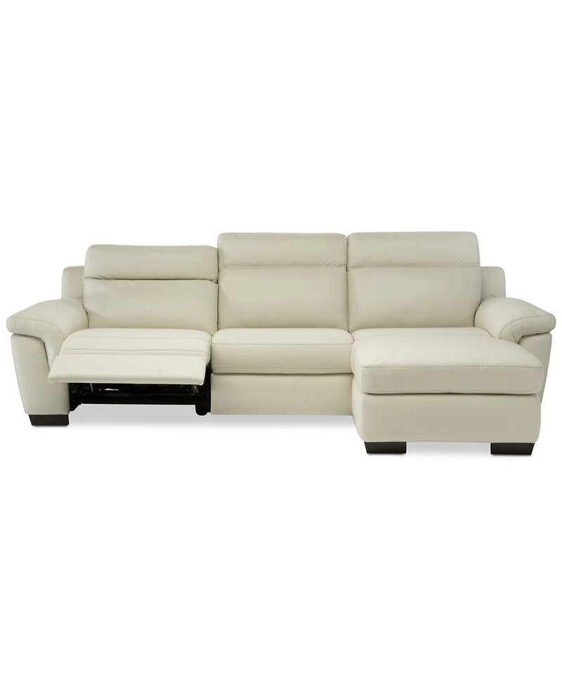 Closeout! Julius Ii 3-Pc. Leather Sectional Sofa With 1 Power Recliner, Power Headrests, Chaise And Usb Power Outlet