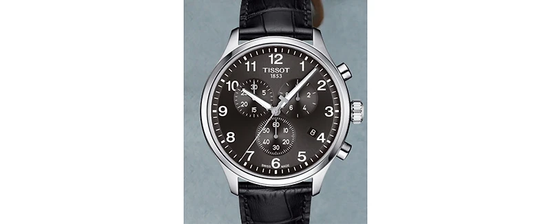 Tissot Men's Swiss Chronograph Chrono Xl Classic T-Sport Black Leather Strap Watch 45mm