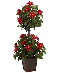 Nearly Natural 39" Hibiscus Double Topiary Artificial Plant