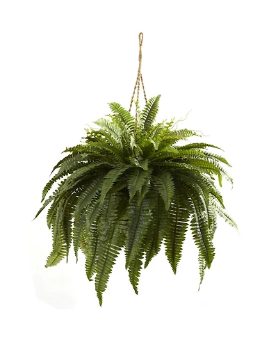 Nearly Natural Double Giant Boston Fern Artificial Plant Hanging Basket