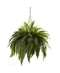 Nearly Natural Double Giant Boston Fern Artificial Plant Hanging Basket