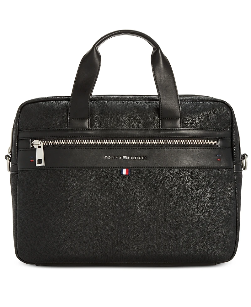 Tommy Hilfiger Men's Pebble Faux-Leather Leo Briefcase