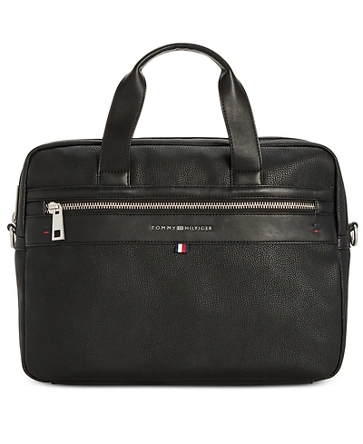Tommy Hilfiger Men's Pebble Faux-Leather Leo Briefcase
