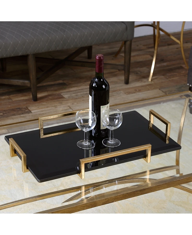 Uttermost Ettore Black Glass Tray