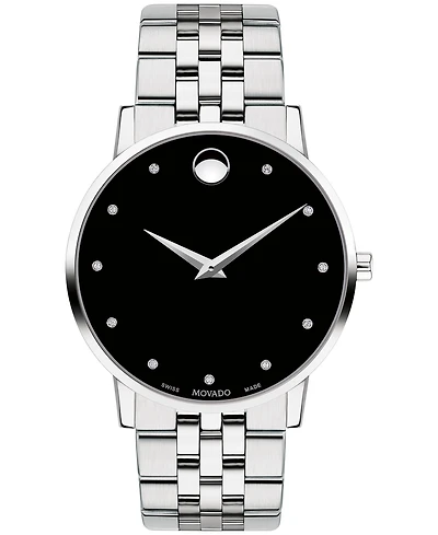 Movado Men's Swiss Museum Classic Diamond-Accent Stainless Steel Bracelet Watch 40mm
