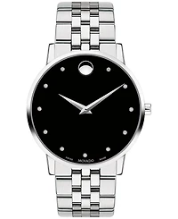Movado Men's Swiss Museum Classic Diamond-Accent Stainless Steel Bracelet Watch 40mm