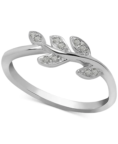 Diamond Leaf Vine Ring (1/10 ct. t.w.) Sterling Silver