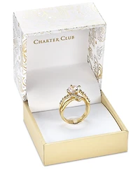 Charter Club Gold Plate Crystal Bypass Ring, Created for Macy's