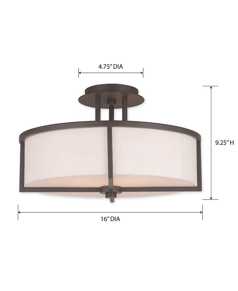 Livex Wesley 3-Light Semi-Flush Mount