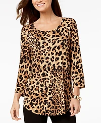 Jm Collection Women's Printed Scoop-Neck 3/4-Sleeve Top, Exclusively at Macy's
