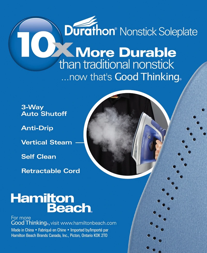 Hamilton Beach Durathon Nonstick Soleplate Iron - 19803