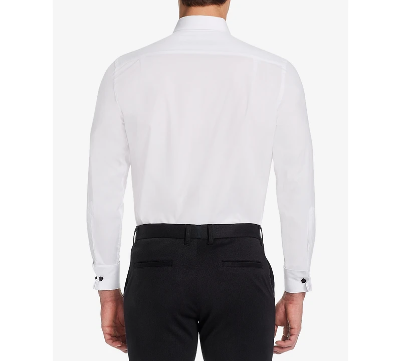 Michelsons of London Men's Classic/Regular Fit Stretch Solid French Cuff Tuxedo Shirt