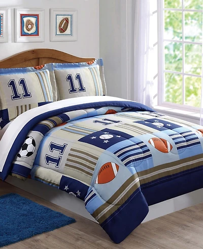 My World Kids Denim and Khaki Sports Comforter Set