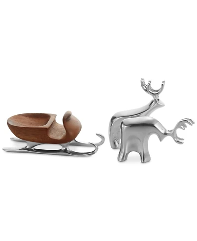 Nambe Mini Sleigh with Reindeer 3-Pc. Set