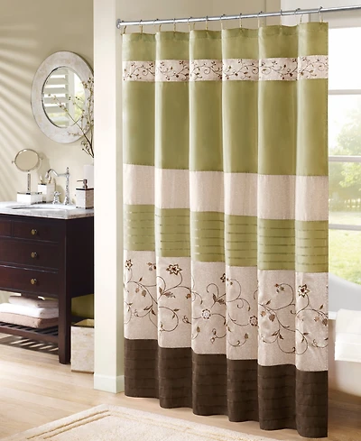 Madison Park Serene Floral Embroidered Shower Curtain, 72" x