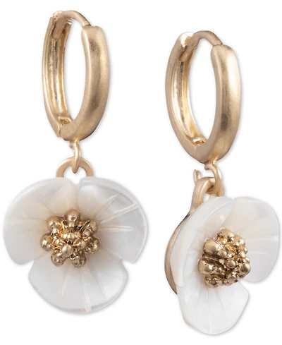 lonna & lilly Gold-Tone Imitation Mother-of-Pearl Flower Drop Small Earrings