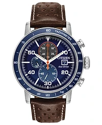 Citizen Eco-Drive Men's Chronograph Brycen Chestnut Brown Leather Strap Watch 44mm