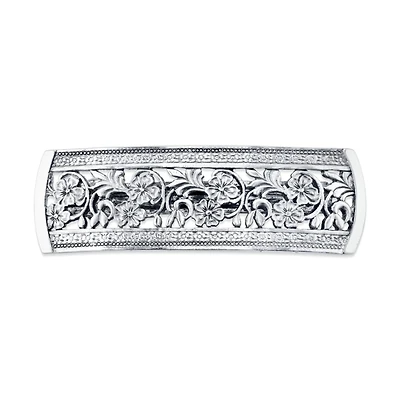 2028 Silver-Tone Flowers Bar Barrette