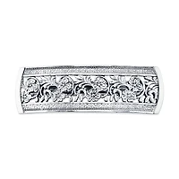 2028 Silver-Tone Flowers Bar Barrette
