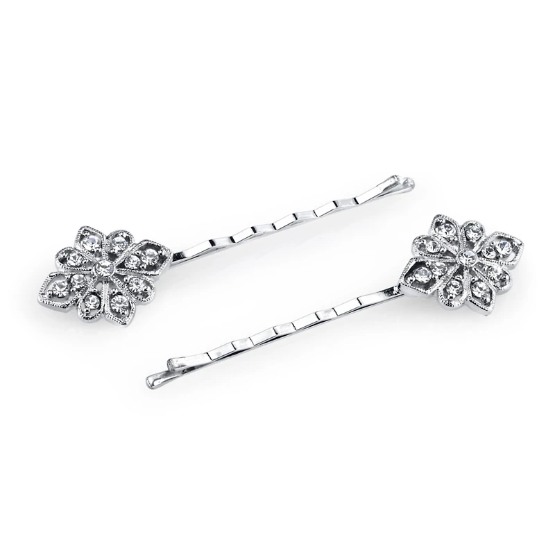 2028 Silver-Tone Crystal Bobby Pin Set