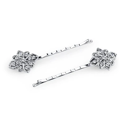 2028 Silver-Tone Crystal Bobby Pin Set