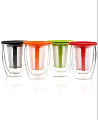 Bodum Double Walled Glass 12-Oz. Tea for One with Strainer, Black