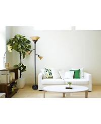 Elegant Designs 3 Light Floor Lamp with Scalloped Glass Shades