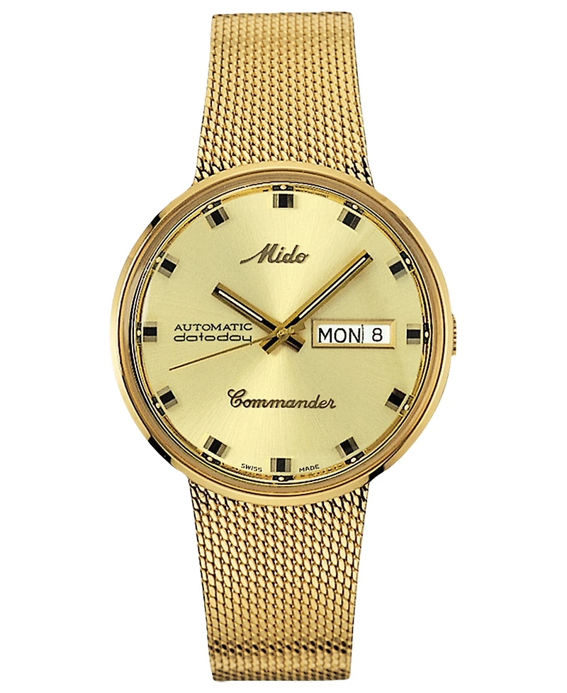 Mido Men's Swiss Automatic Commander Gold-Tone Pvd Stainless Steel Bracelet Watch 37mm