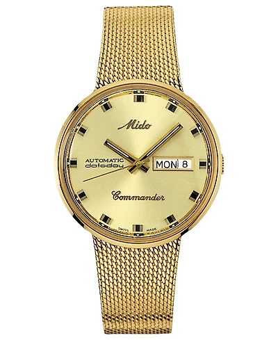 Mido Men's Swiss Automatic Commander Gold-Tone Pvd Stainless Steel Bracelet Watch 37mm