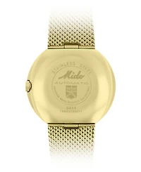 Mido Men's Swiss Automatic Commander Gold-Tone Pvd Stainless Steel Mesh Bracelet Watch 37mm