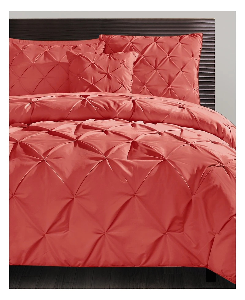 Vcny Home Carmen Pintuck 4 Piece Comforter Set, Queen