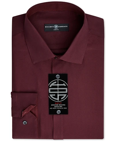 Society of Threads Men's Slim-Fit Non-Iron Performance Solid Dress Shirt
